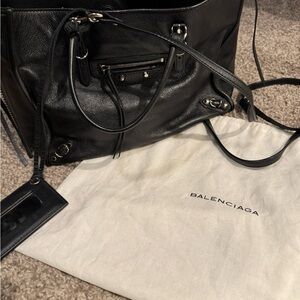 Classic Black Balenciaga Leather Mini Papier Bag